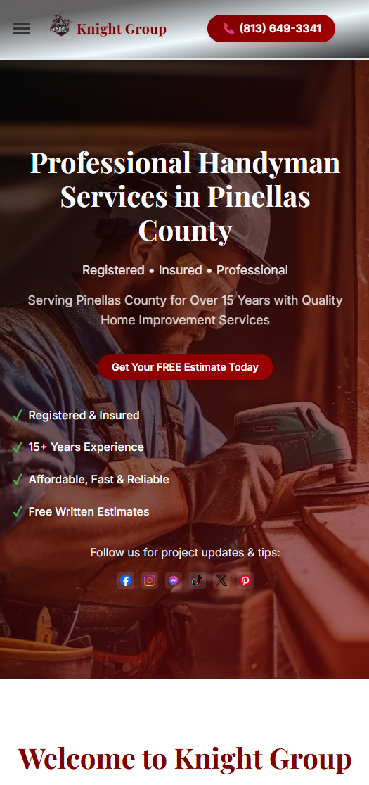 KnightGroup.com homepage on mobile