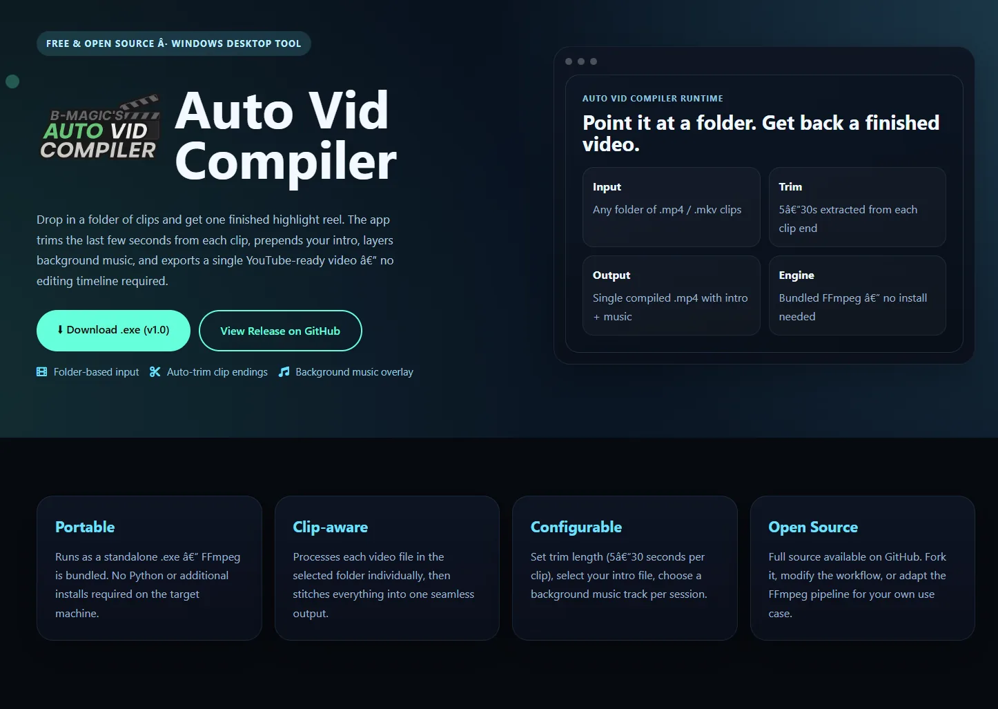Auto Vid Compiler shipped Windows application