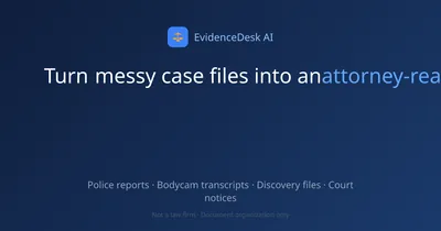 EvidenceDesk AI homepage showcase crop