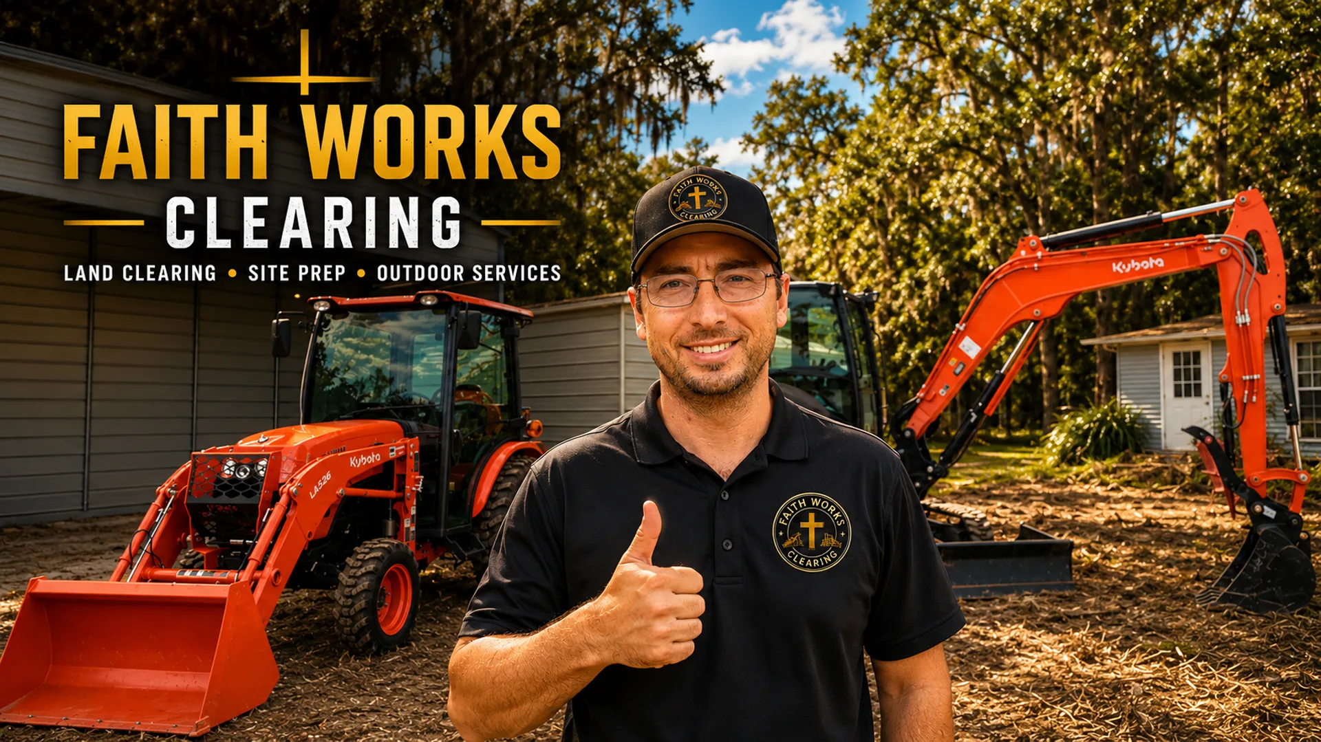 Faith Works land clearing banner