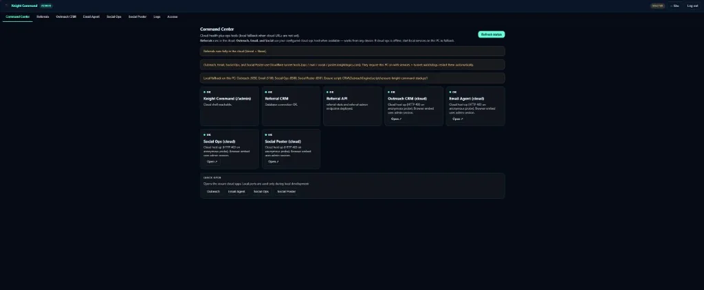 Knight Command ADMIN Command Center