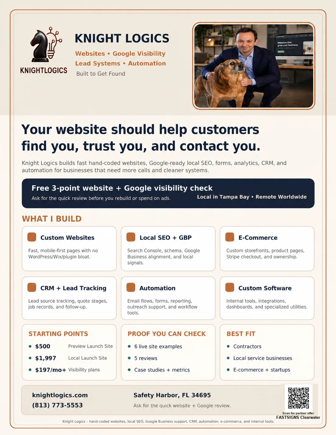 Personalized Knight Logics referral brochure example for a sign company