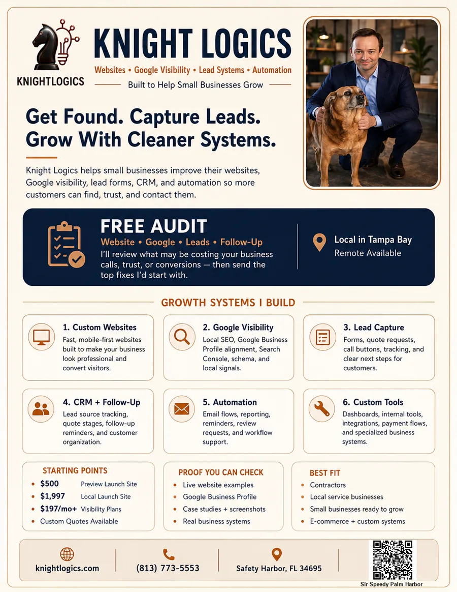 Printed Sir Speedy Palm Harbor referral brochure with customized QR code SIRPH250