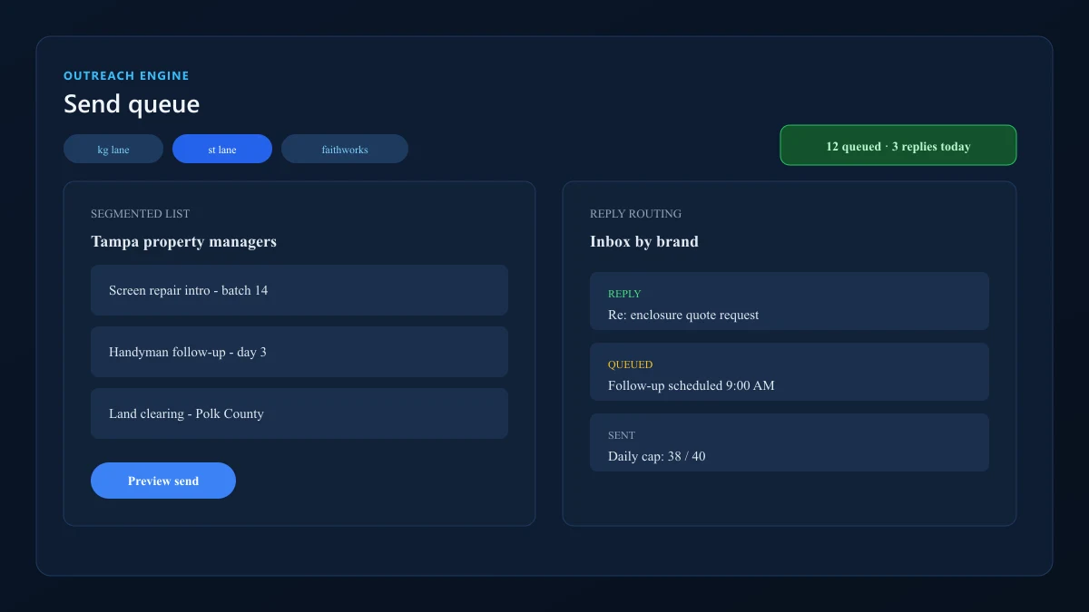 CRM outreach queue dashboard