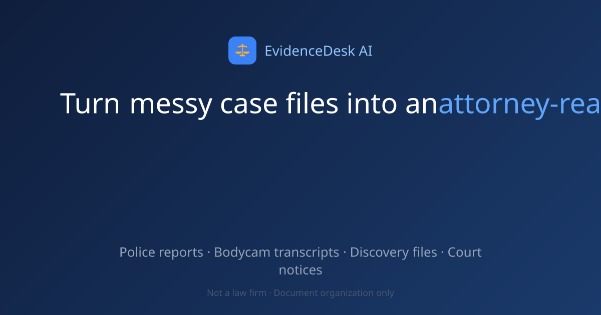 EvidenceDesk AI website showcase