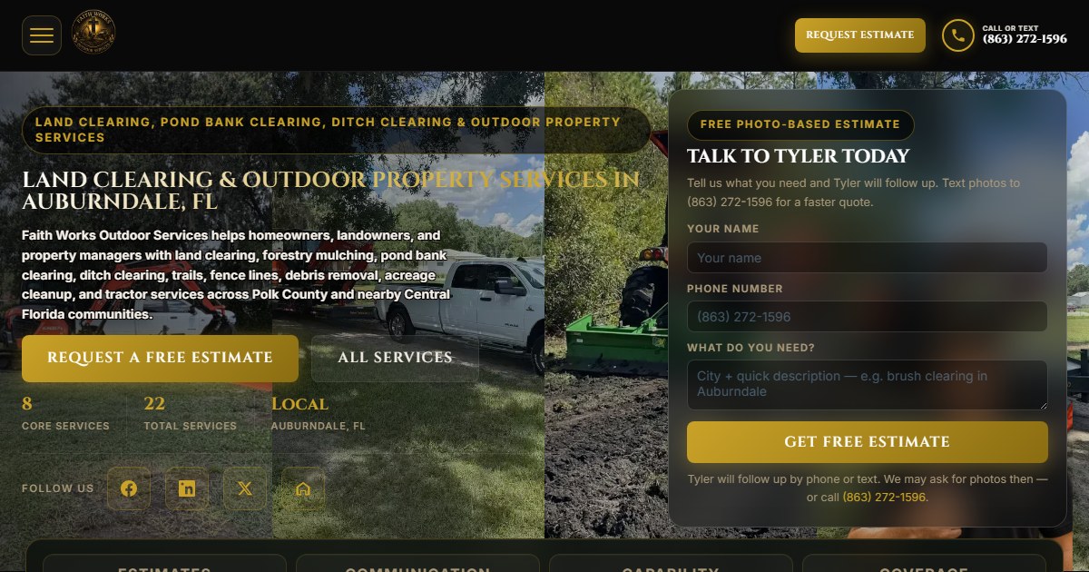 Faith Works land clearing website